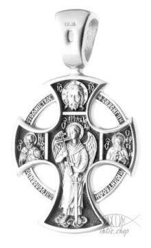 Православный крест с ликами: Гсп-дь Вседержитель. Архангелы, Ангел-Хранитель. Николай Чудотворец. Сергий Радонежский