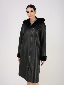 Дубленка зима натуральная удлиненная с капюшоном