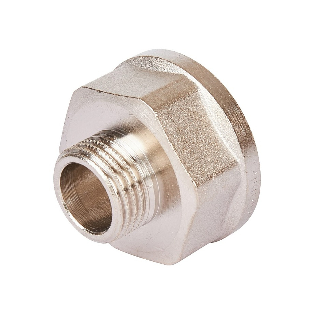 Переход с внутренней резьбы на наружную под ключ STOUT SFT 0073 - 1" x 1/2" (латунь никелиров-ная)