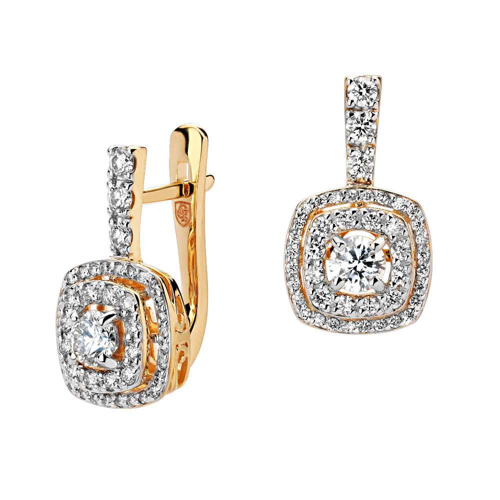 Серьги с бриллиантом  из желтого золота JA-S-С6313233