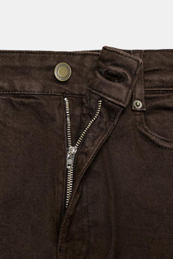 ZARA ДЖИНСЫ WIDE LEG С ВЫСОКОЙ ПОСАДКОЙ — ZW COLLECTION, КОРИЧНЕВЫЙ