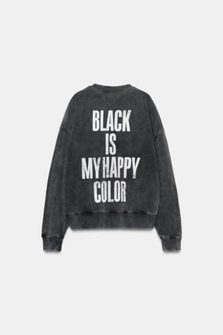 ZARA СВИТШОТ С ЭФФЕКТОМ ПОТЕРТОСТИ WEDNESDAY©, АНТРАЦИТОВО-СЕРЫЙ