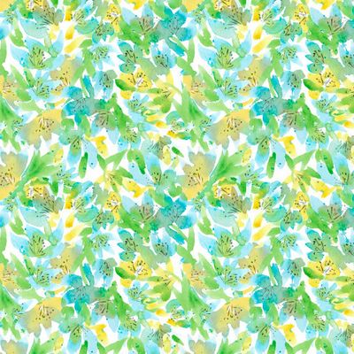 Жёлтые и голубые акварельные цветы