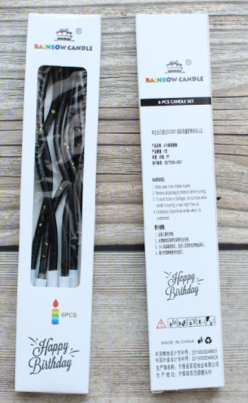 свечи спираль черные с золотом 6 шт