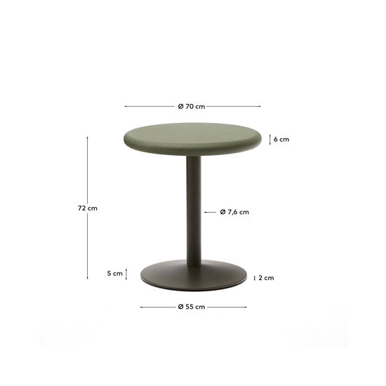 Уличный стол Esilda зеленый из цемента и стали со столешницей Ø70 см