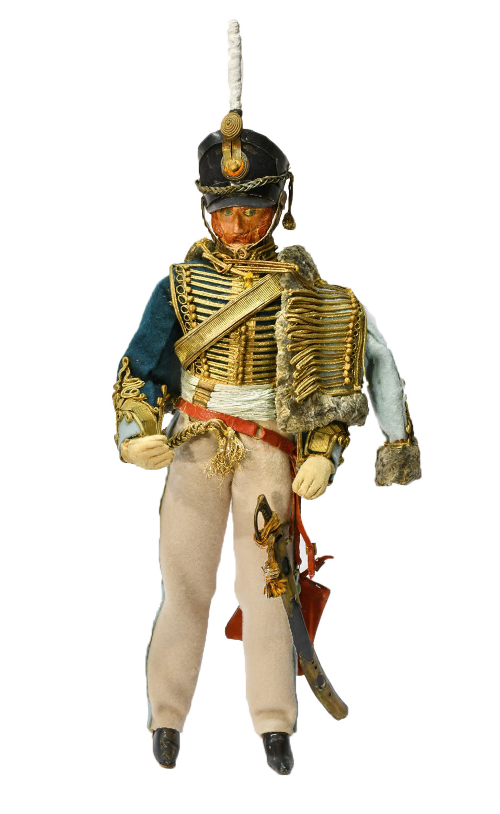 Рядовой лейб-гвардии Гусарского полка 1801-1811. Шарнирная кукла. Кон. 19 -нач. 20 в. Высота 42 см