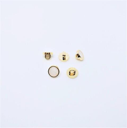 Пуговицы №25/25, на ножке, 9мм, цв.белый с золотом (LA X-19)
