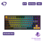 AKKO 3084B Plus Black&Gold 3 Modes RGB Hot Swap  V3 Cream Yellow Switch,ASA profile keycap