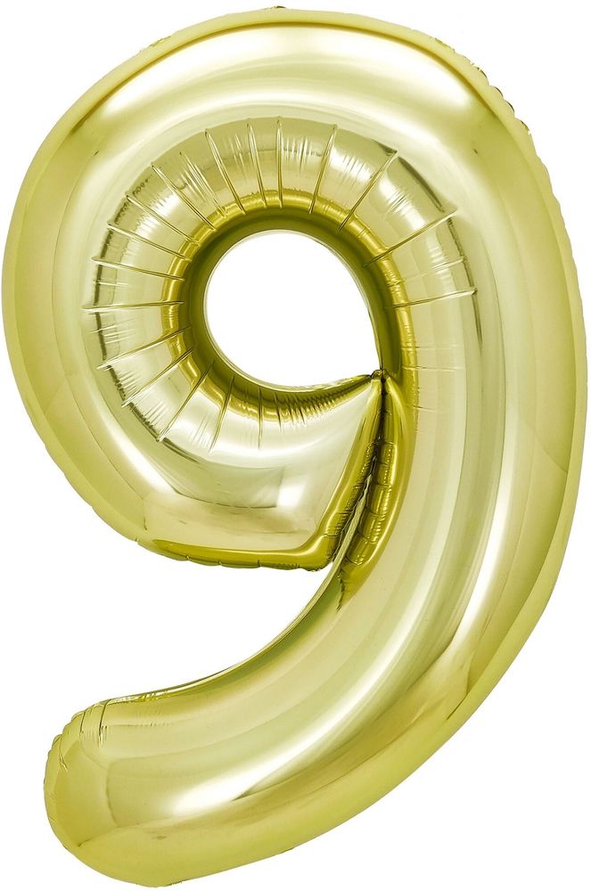 Шар (40&#39;&#39;/102 см) Цифра, 9, Белое золото, 1 шт. в уп.