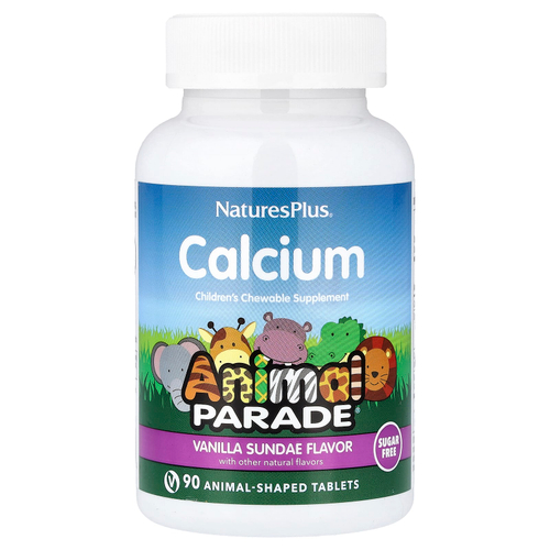 NaturesPlus, Animal Parade®, жевательная добавка с кальцием для детей, ванильное мороженое, 90 таблеток в форме животных