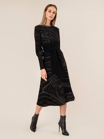 Женское платье черного цвета из шерсти и вискозы - фото 2