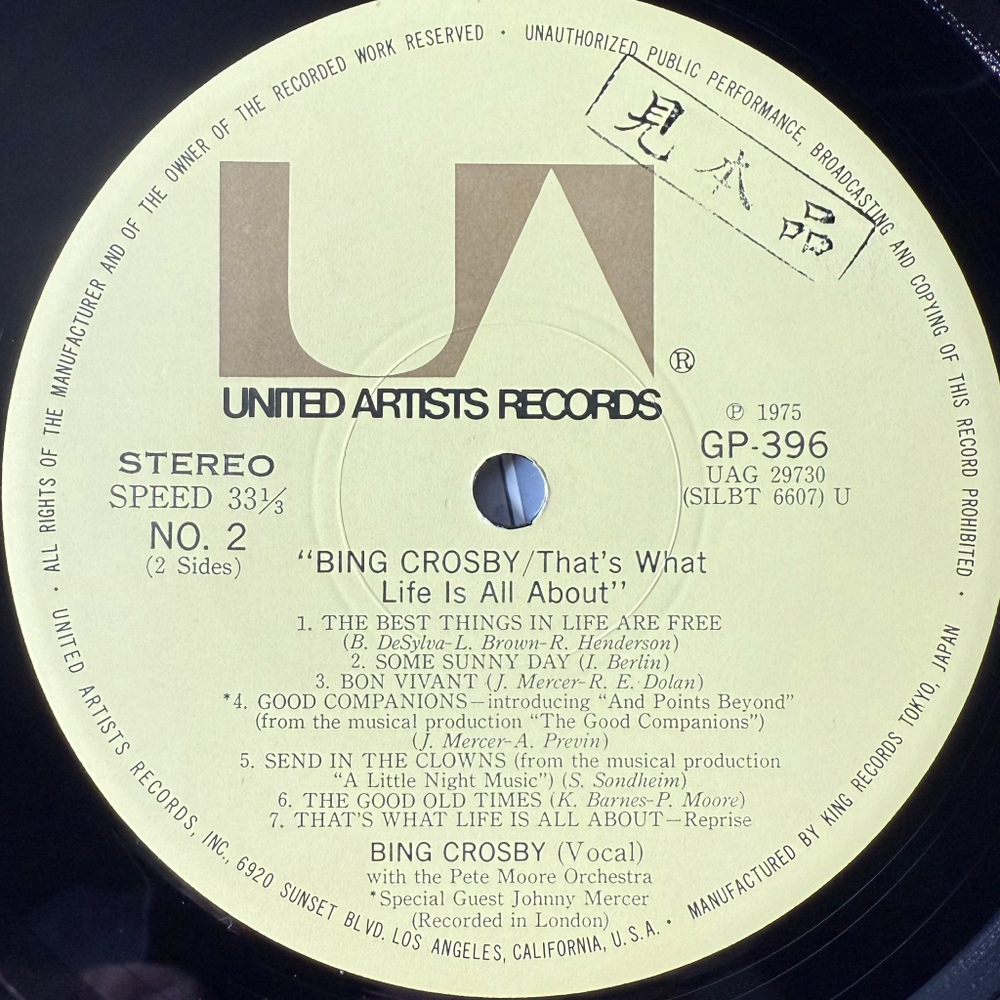 Bing Crosby ‎– That's What Life Is All About (Япония 1975г.)