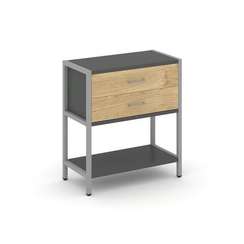 Shelf System Односекционный стеллаж двухярусный с ящиками SN.STM-212 Антрацит/Тиквуд Светлый/Металл