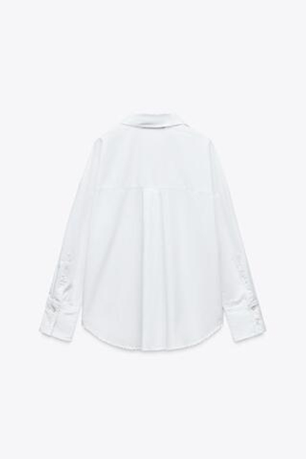 ZARA БАЗОВАЯ РУБАШКА ИЗ ПОПЛИНА, БЕЛЫЙ
