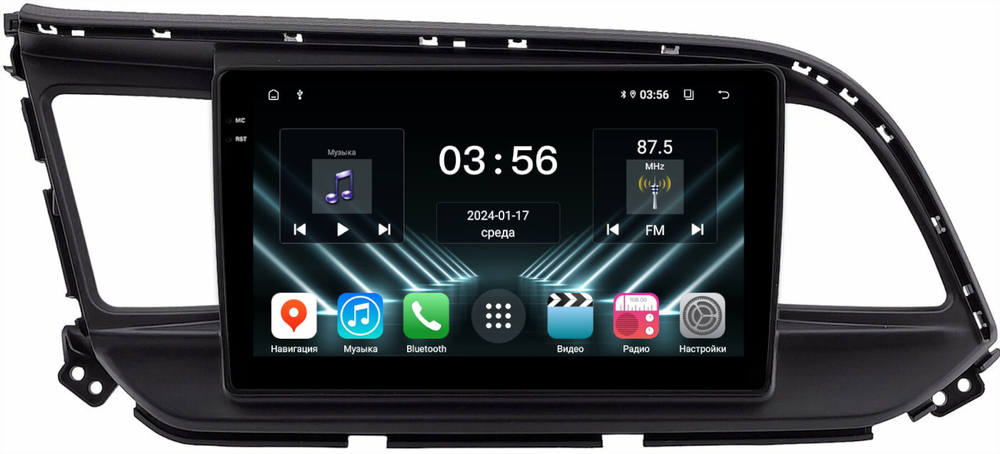 Магнитола для Hyundai Elantra 6 2018-2020 (без штатной КЗВ) - FarCar DX9-7165A монитор 9.5" IPS на Android 13, 4+64Гб, CarPlay