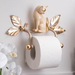 Держатель для туалетной бумаги Кот Мур Айвори Мраморное золото