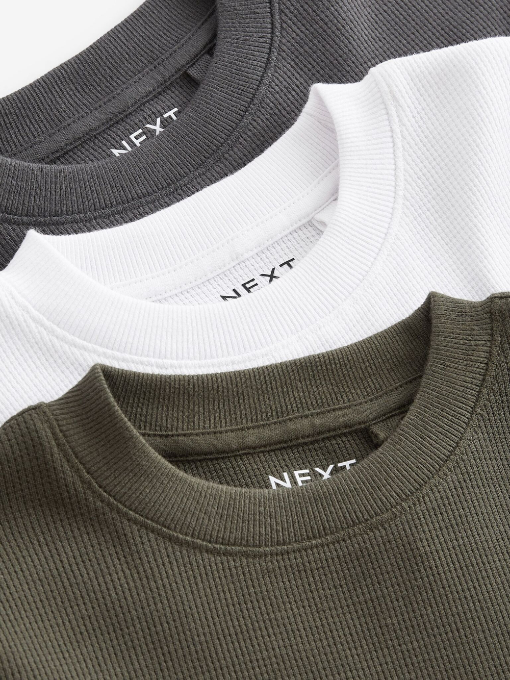 Лонгслив для мальчика Next 683-137, 3 шт., Белый, Хаки, Серый