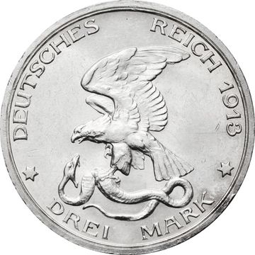 3 марки 1913 Германская Империя, Пруссия «100 лет объявлению войны против Франции»