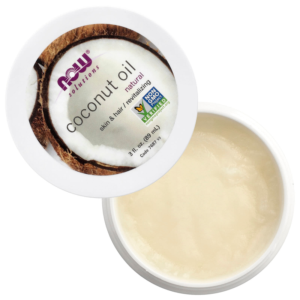 NOW Foods, Solutions, кокосовое масло, натуральное, 89 мл (3 жидк. унции)
