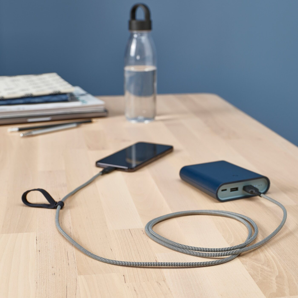 IKEA LILLHULT  (ИКЕА ЛИЛЛХУЛТ)  -  USB-A - USB-C, черный/белый, 1,5 м