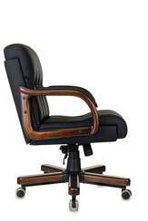 Кресло руководителя Бюрократ T-9932Walnut-Low черный кожа низк.спин. крестов. металл/дерево