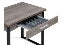 Деревянный стол Ибби 90(128)х64х77 рошелье / черный матовый