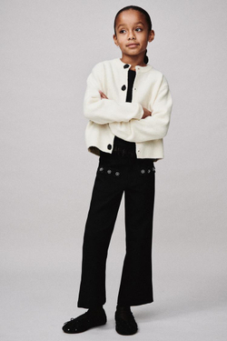 ZARA БРЮКИ С ЦВЕТОЧНЫМИ УКРАШЕНИЯМИ, ЧЕРНЫЙ