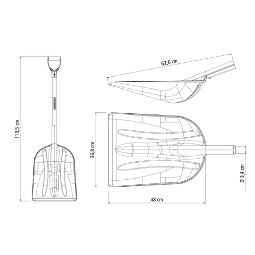 Лопата Tramontina 77540425 серая пластиковая для снега рукоятка 79 см эвкалипт