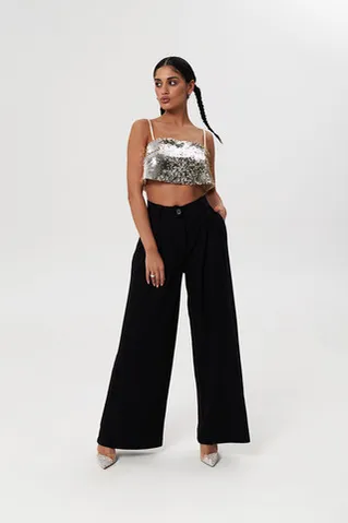 Топ прямого кроя на бретелях цвета золото/серебро