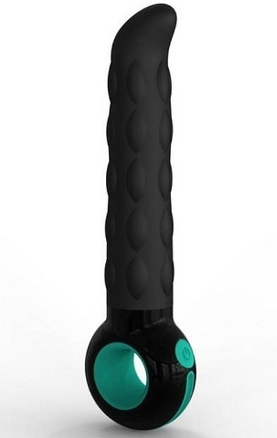 Чёрный вибратор O-zone с рельефом