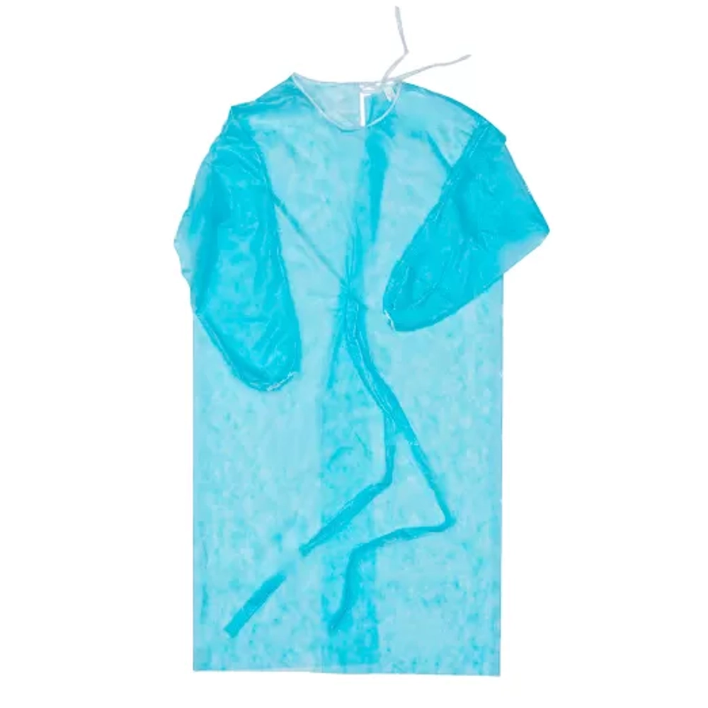 Халат одноразовый защитный размер 48-50 длина 120 см рукав на резинке плотность 25