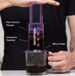 AeroPress Clear Purple, аэропресс для кофе, фиолетовый