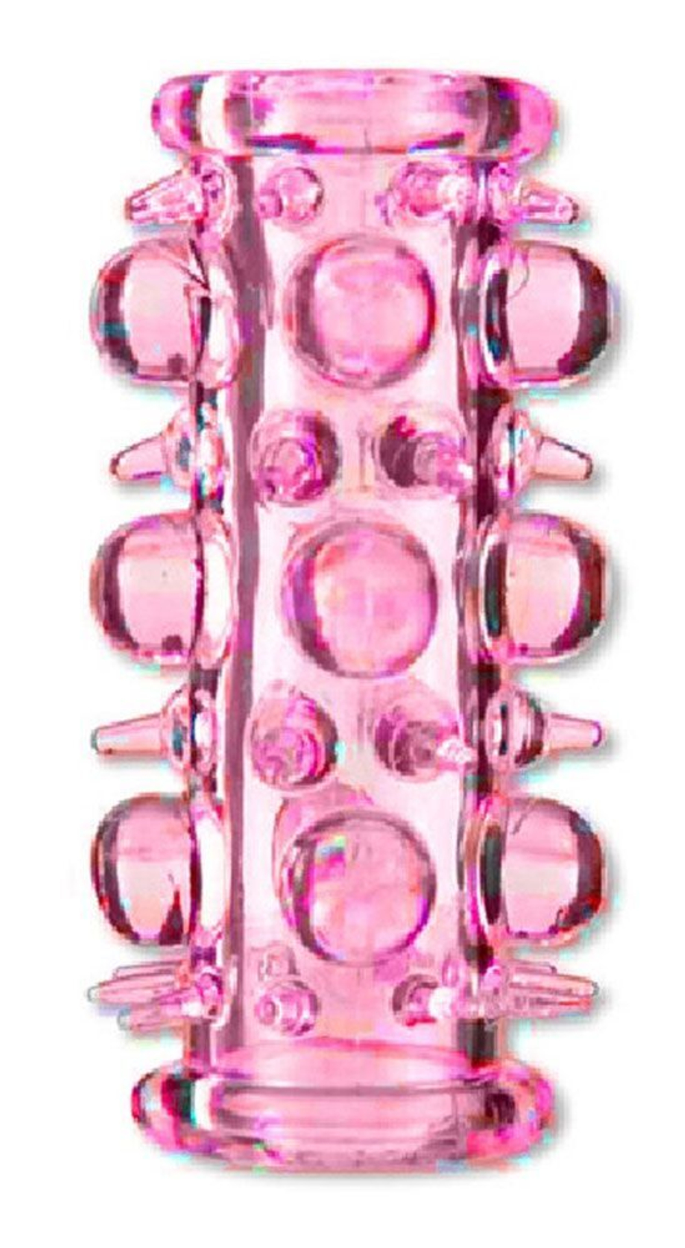 Розовая насадка на пенис с шипами и шишечками