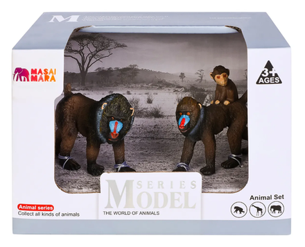 Игровой набор Masai Mara Мир диких животных: семья обезьян мандрил