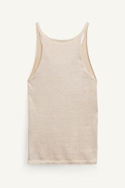 ZARA ТОП С КРУГЛЫМ ВЫРЕЗОМ, ЭКРЮ