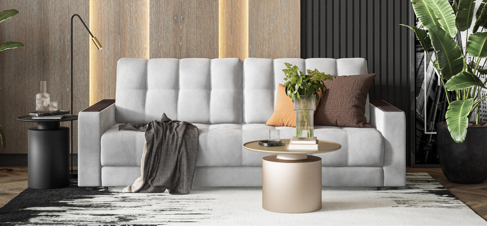 Диван Босс Велюр Монолит сталь