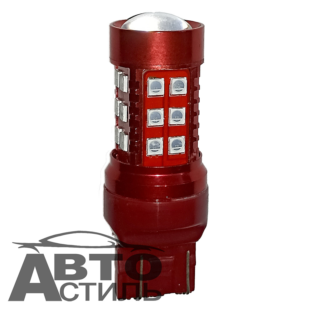 Светодиод 12V T20\5  30SMD 3030 RED LENS (Линза 6+24смд) (2конт безцок) КРАСН