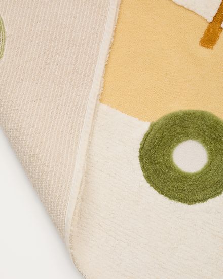 Ковер Pecky бежевый 100% хлопок с рисунком трактора 90 x 150 см