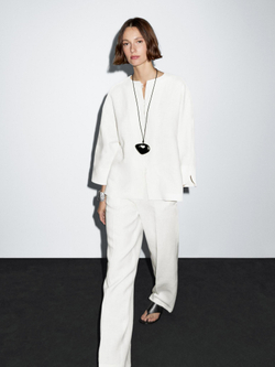 Massimo Dutti Костюмные брюки прямого кроя из 100% льна, кремовый