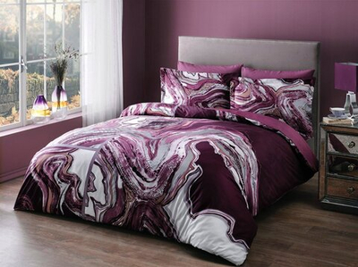 Комплект постельного белья ТАЧ Saten Delux 2-спальный "REBEL" V03-Малиновый