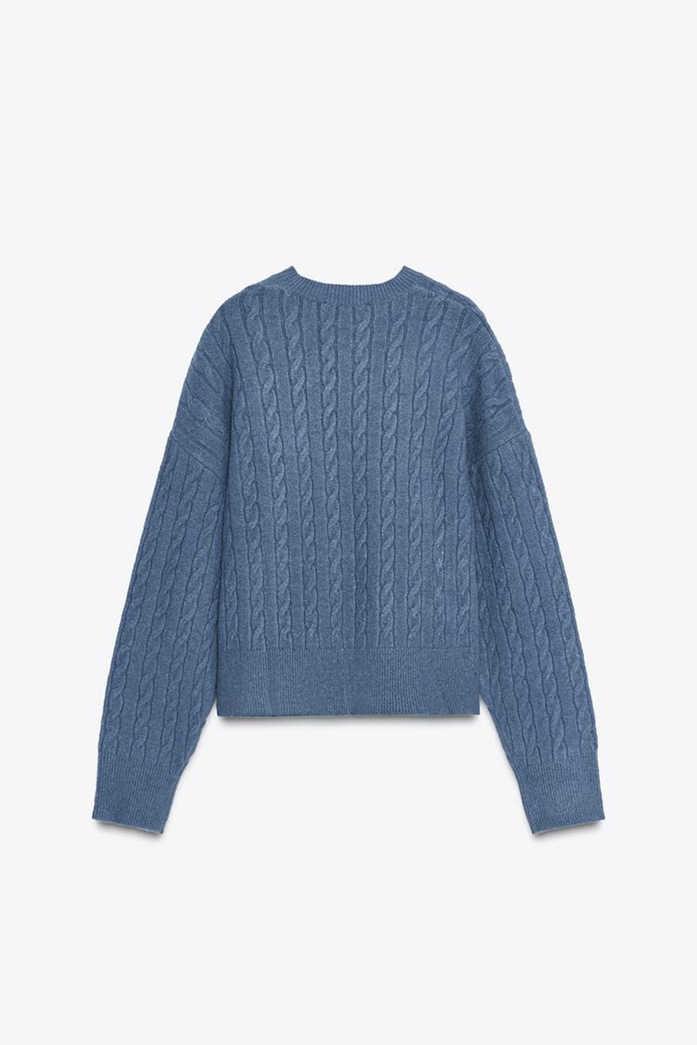 ZARA ДЖЕМПЕР ВЯЗКА КОСИЧКОЙ, СИНИЙ