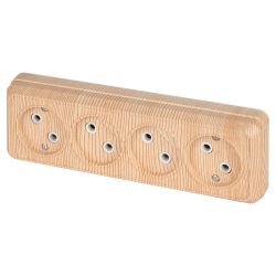 Розетка Intro Quadro 2-207-11 без заземления четверная 4х2P 16А-250В IP20 ОУ сосна | Intro Quadro