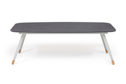 "Верона" журнальный стол из HPL 120х65, H40, каркас светло-серый (RAL 7035) муар, цвет столешницы "серый гранит"