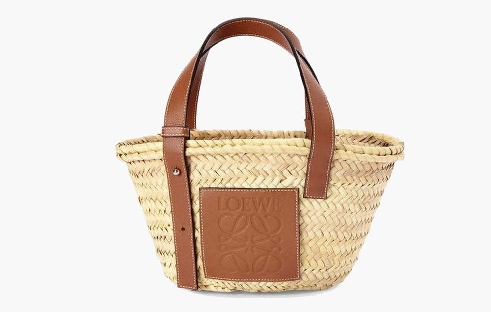 Сумка Loewe Inlay Palm Leaf and Calfskin Leather Small Basket Bag &quot;Natural Beige&quot;