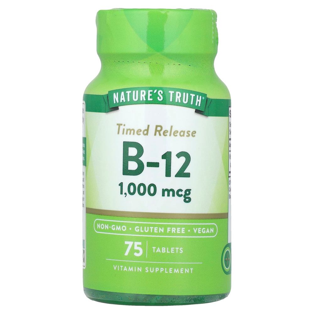 Nature's Truth, Vitamins, B12 с замедленным высвобождением, 1000 мкг, 75 таблеток