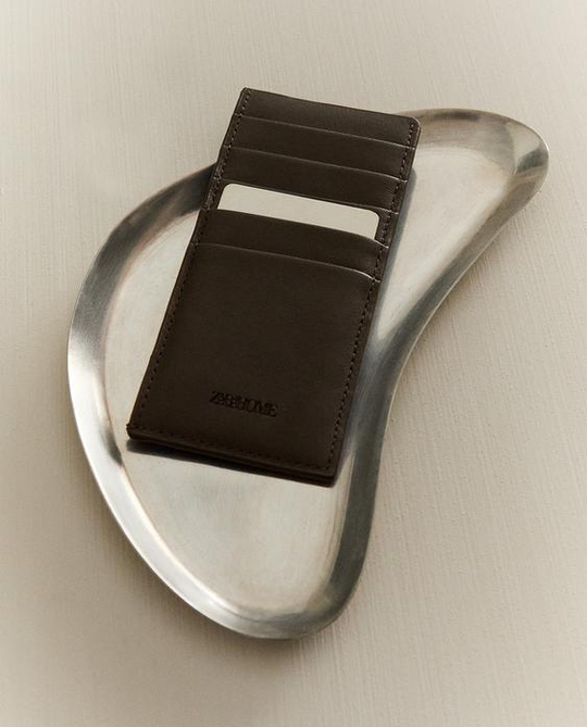 ZARA HOME КОЖАНЫЙ ДЕРЖАТЕЛЬ ДЛЯ КАРТ, ШОКОЛАДНЫЙ