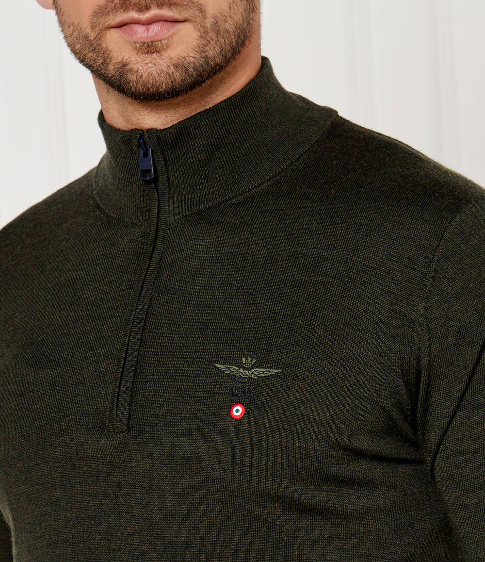 Шерстяной свитер Aeronautica Militare - оливковый(MA1389L415)