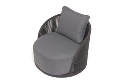 "Монтелла" кресло плетеное из роупа, каркас алюминий темно-серый (RAL7024) муар, роуп темно-серый круглый, ткань темно-серая 027