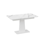 Стол кухонный обеденный раздвижной Белый Муар/Стекло Глянцевое Белый Мрамор, Бридж, 120х80х77 см