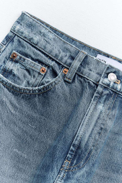 ZARA ДЖИНСЫ КРОЯ ГЕРЛФРЕНД TRF MID-RISE, СИНИЙ